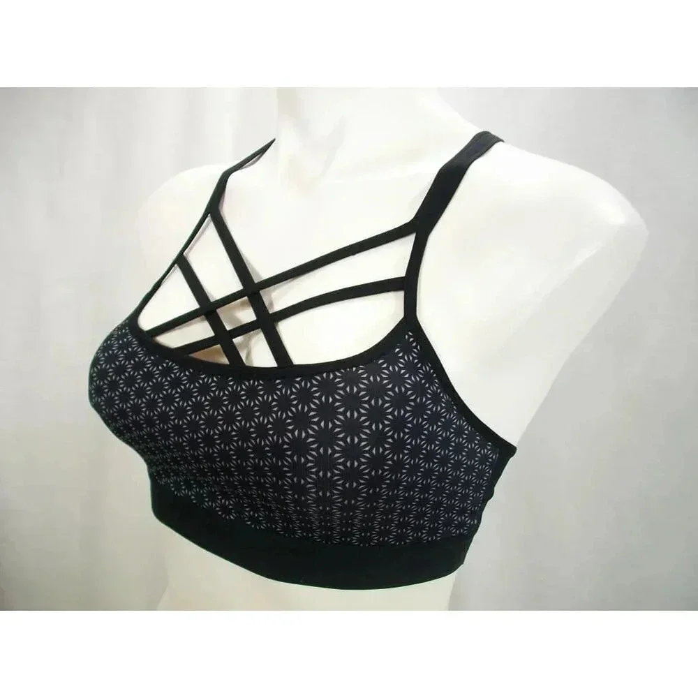 SMALL Champion N9687 C9 Strappy‎ Front Cami Wire Free Sports Bra Black Print NWT